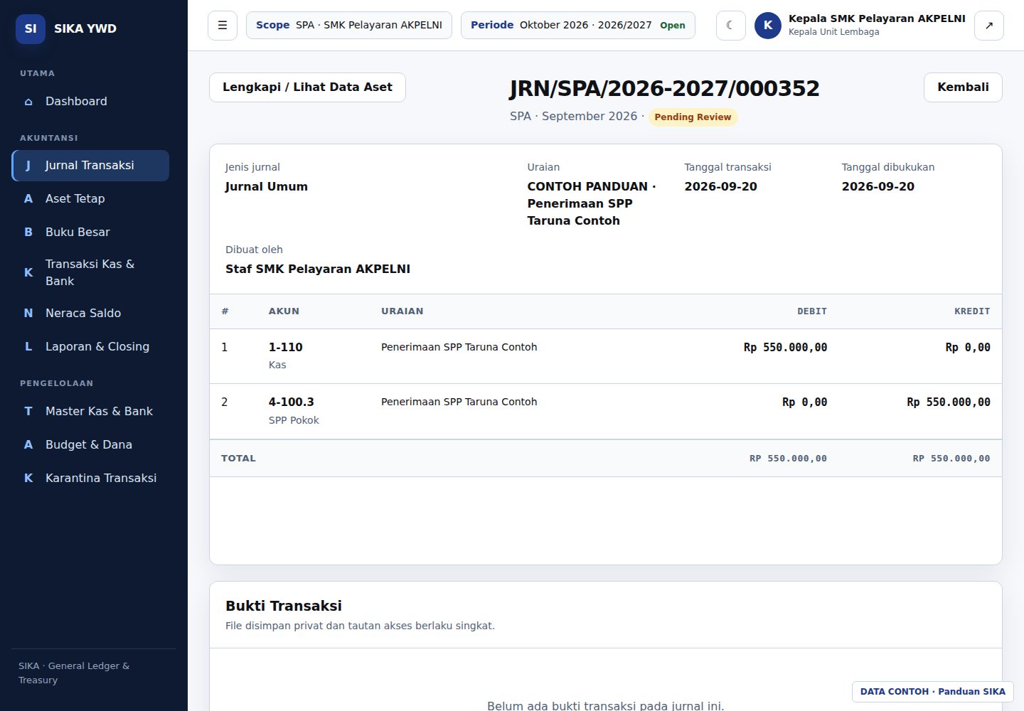 Menunggu review: rincian siap diperiksa.